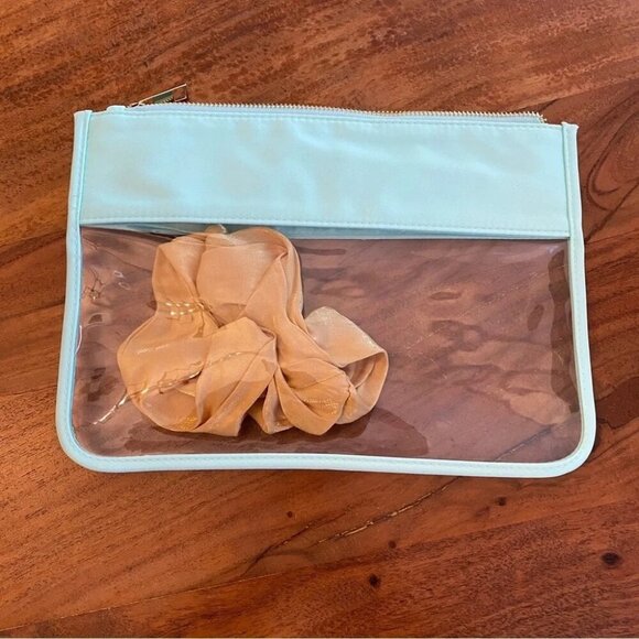 Clear Travel Pouch with Fuzzy Patch Letters 'HAIR' Teal Green - Bag Only - Picture 11 of 11